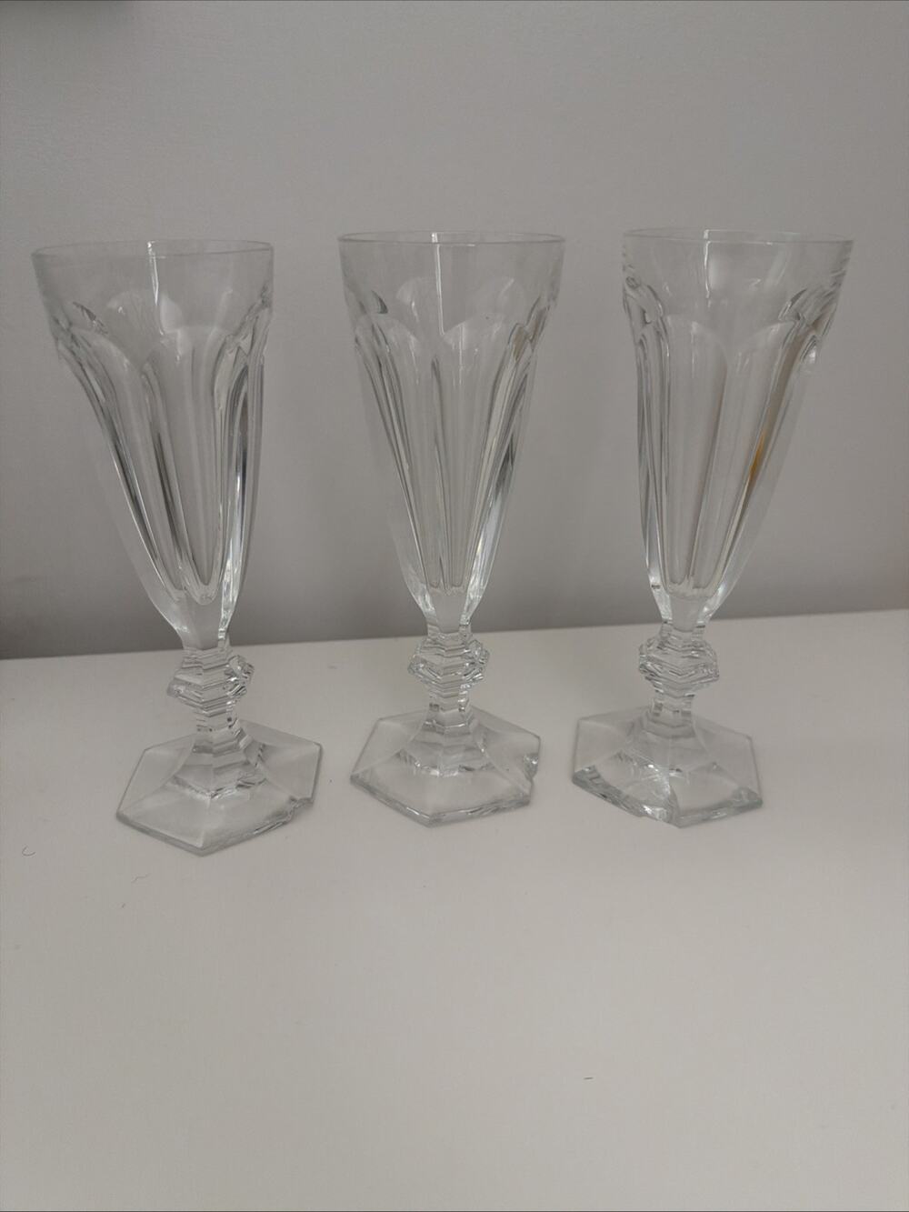 Baccarat Harcourt 1841 Crystal Flutes - Chipped - Set Of 3